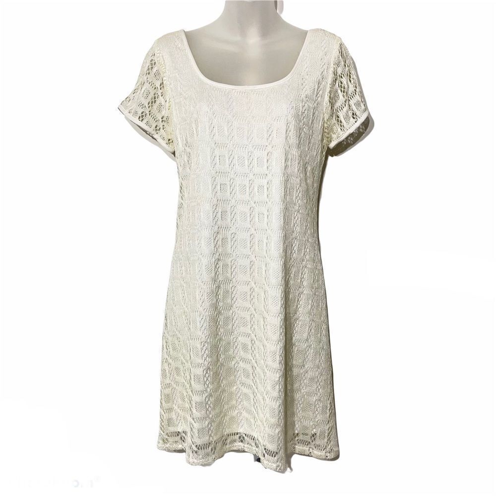 Maurices vintage VTG lace crochet 1990s 90s babydoll dress off white ivory small